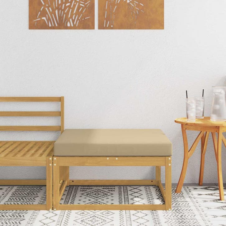 vidaXL Buiten Voetenbank Polyester Wit, Tuin en Terras, Tuinsets en Loungesets, Nieuw, Verzenden