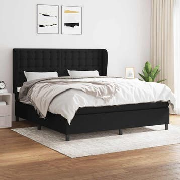vidaXL Boxspring met matras stof zwart 180x200 cm, Verzenden
