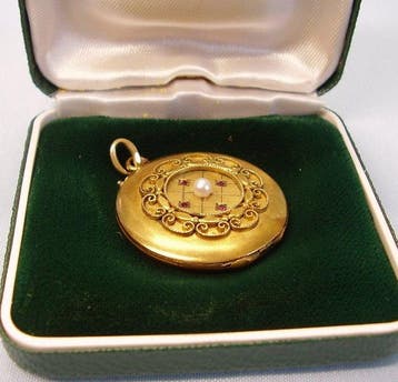 Hanger - 12 kt. Geel goud - 0.22ct. tw. Robijn - Parel -