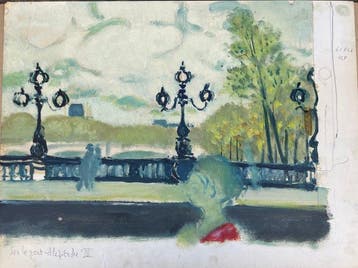 Yves Ganne (1931-2019) - Paris, Sur le pont Alexandre III