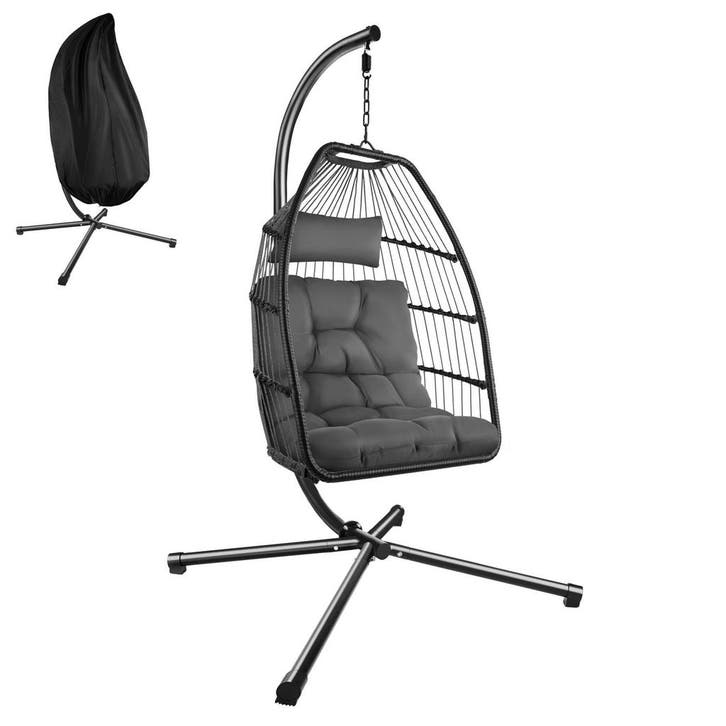 tectake Hangstoel Ariane met standaard en kussens 160kg - do, Tuin en Terras, Overige Tuin en Terras, Verzenden