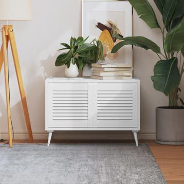 vidaXL Kastdeuren met lamellen 2 st 39,5x39,4 cm grenenhout, Verzenden, Nieuw