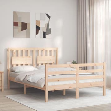 vidaXL Bedframe met hoofdbord massief hout, Verzenden, Nieuw