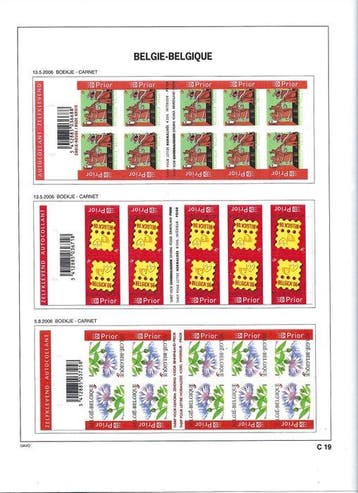 Belgique 2006 - les livrets de timbres selon les feuilles
