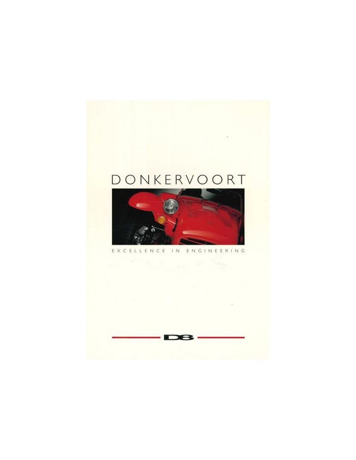 1995 DONKERVOORT D8 BROCHURE NEDERLANDS, Livres, Autos | Brochures & Magazines