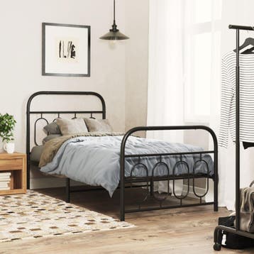 vidaXL Bedframe met hoofd- en voeteneinde metaal zwart, Verzenden