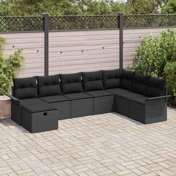 vidaXL Tuinbank Set 8 st Poly rattan, Tuin en Terras, Verzenden, Nieuw