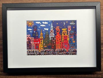 James Rizzi (1950-2011) - Take the train to Harlem