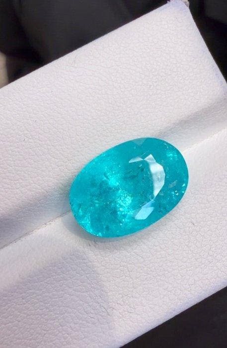 1 pcs Bleu Tourmaline - 8.22 ct - Gemological Institute of, Handtassen en Accessoires, Edelstenen