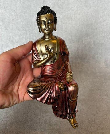 Statue, Zittende Boeddha - 21 cm - Hars Resin