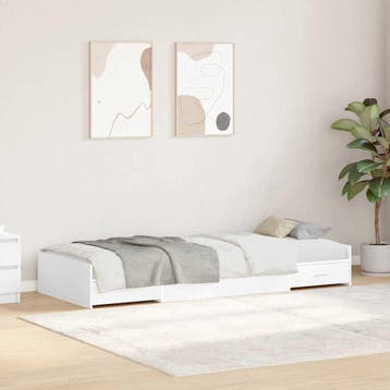 vidaXL Bedframe met hoofdeinde met lade Wit 90 x 200 cm, Verzenden, Nieuw