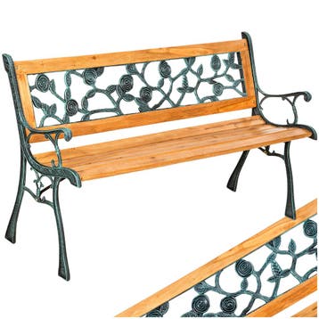 Tuinbank Marina 2-zitter van hout en gietijzer 124x52x74, Verzenden