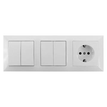 Inbouw 1x stopcontact randaarde + 2x wissel, wit 230V 16A, Verzenden, Nieuw