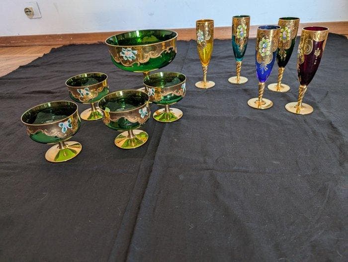 Murano, oro - Service à boisson (10) - Verre - Murano, Antiek en Kunst, Curiosa en Brocante