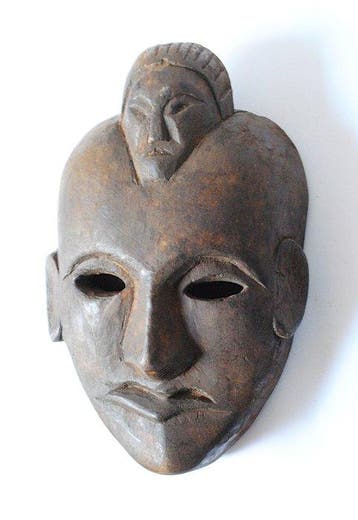 Masque ancien de chaman du Népal de lOuest, 28 cm, rare,, Antiquités & Art