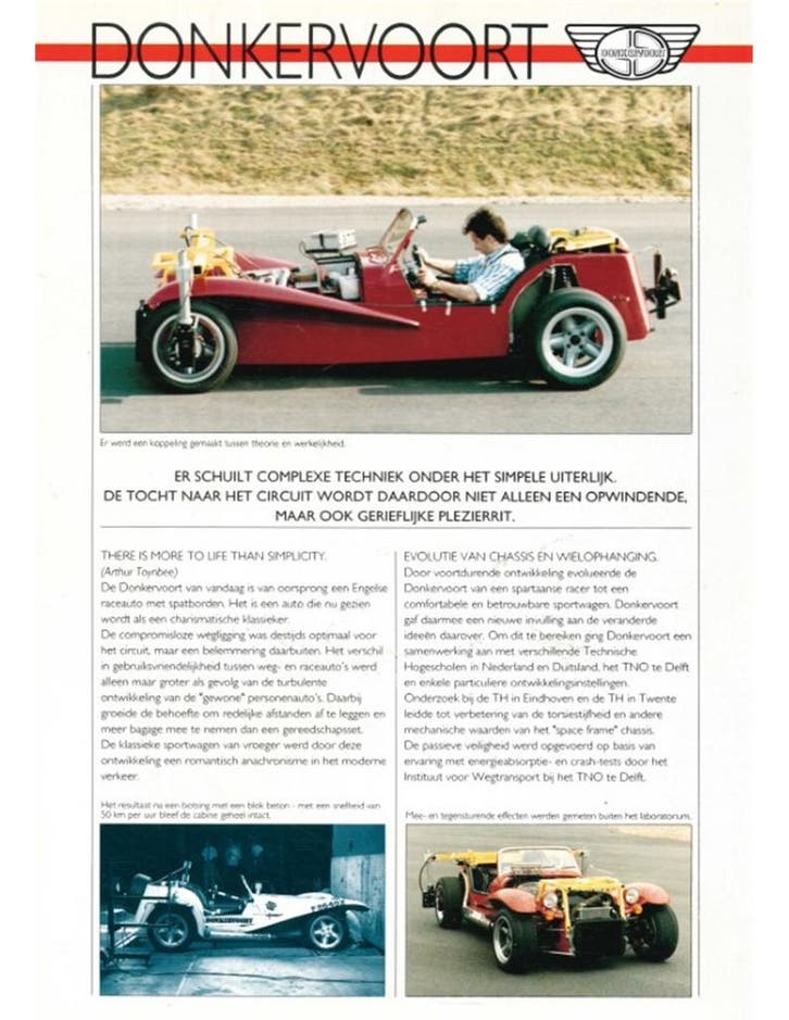 1995 DONKERVOORT LEAFLET NEDERLANDS, Livres, Autos | Brochures & Magazines