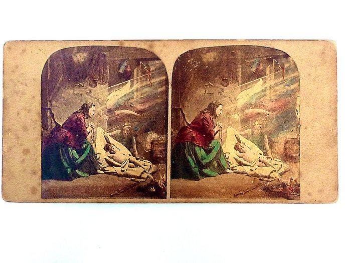 4 stereoviews showing ghosts, spirits and angels 19th, Collections, Appareils photo & Matériel cinématographique
