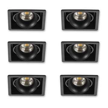 Spots inbouw Inbouwspot Bjorn 1 zwart set 6 stuks, Verzenden