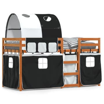 vidaXL Stapelbed met gordijnen 90x190 cm grenenhout wit en, Verzenden