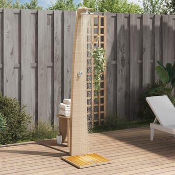 vidaXL Buitendouche 55x60x224 cm poly rattan en acaciahout, Verzenden