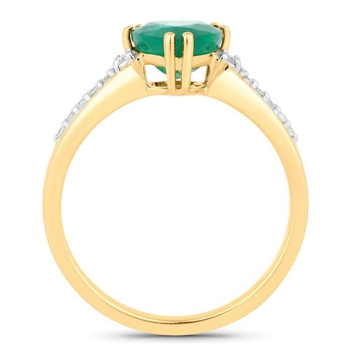 Bague - 14 carats Or jaune - 1.27ct. tw. Émeraude - Diamant, Handtassen en Accessoires, Ringen