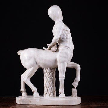 Beeld, Centauro Skeleton - 51 cm - Witte Carrara-marmer -, Antiek en Kunst