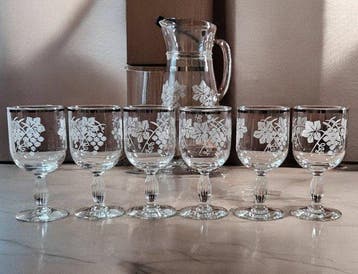 Drinkservies voor 6 (7) - Kristal, Glas - Oude dienst, Antiek en Kunst