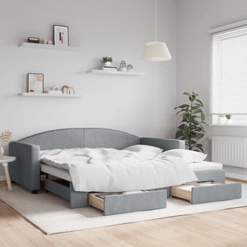 vidaXL Slaapbank onderschuifbed en lades 100x200 cm stof, Verzenden, Nieuw