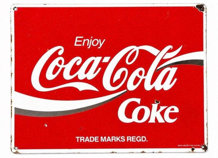Coca-Cola - Enjoy Coca-Cola Coke - Emaille bord - Emaille, Antiquités & Art, Antiquités | Assiettes décoratives & Carrelages