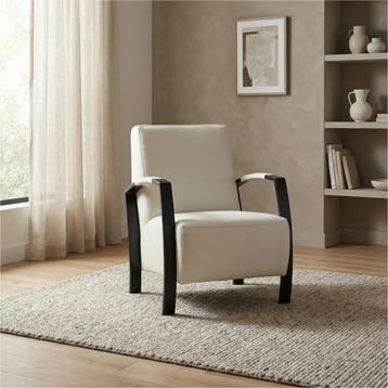 Leren fauteuil Glory - Hermes Djerba (crème), Ophalen of Verzenden