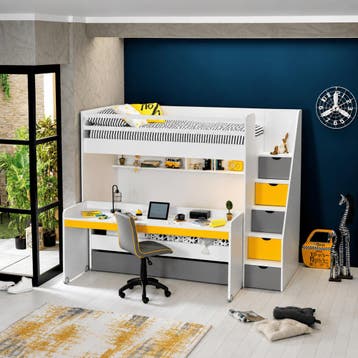Almila Neo Complete Kinderkamer Set Hoogslaper - Wit/geel -, Huis en Inrichting, Nieuw