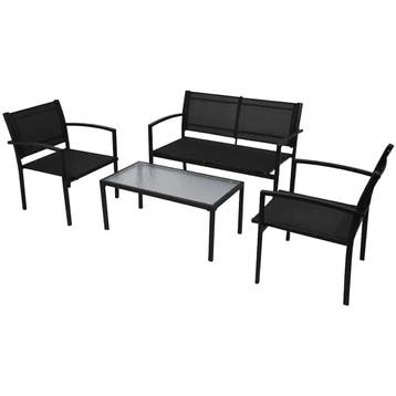 vidaXL 4-delige Loungeset textileen zwart, Tuin en Terras, Verzenden, Nieuw, Loungeset