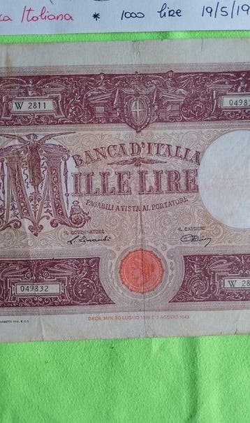 Italie. Lire - 1000 Lire 19/05/1947 Grande M (B.I.) -