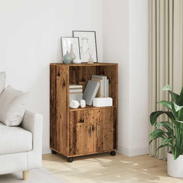 vidaXL Rolkast 55x40x91 cm bewerkt hout oud houtkleurig, Huis en Inrichting, Kasten | Dressoirs, Verzenden, Nieuw