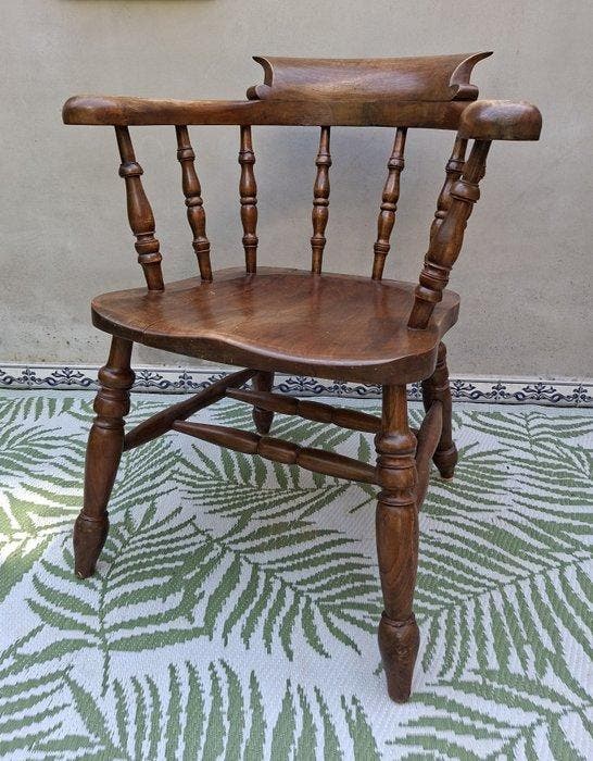 Windsor - Kapiteins stoel - Stoel - Captain chair - Eik,, Antiquités & Art, Curiosités & Brocante