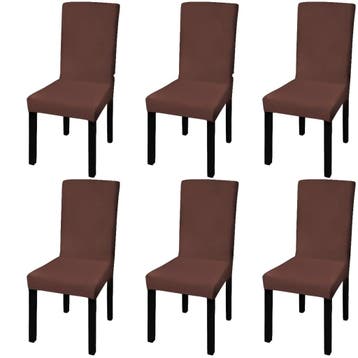 vidaXL Stoelhoezen 6 st stretch recht bruin, Verzenden, Nieuw