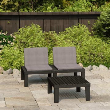vidaXL 2-delige Loungeset met kussens kunststof grijs, Verzenden, Loungeset