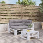 vidaXL Palletkussens 3 st stof grijs, Verzenden, Nieuw