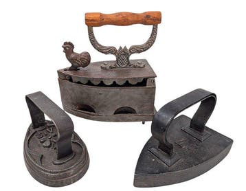 Antique fer à repasser en fonte Français - Strijkijzer (3) -, Antiek en Kunst