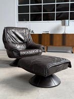 Fauteuil - Chaise pivotante Tulip avec repose-pieds - Cuir -