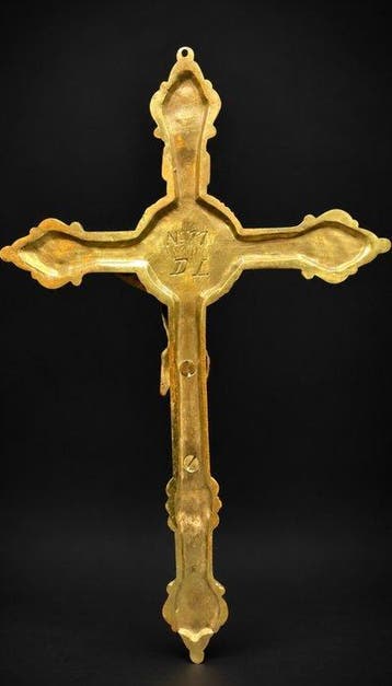 Antiek vergulde kruisbeeld - 31 cm - Antiek - Verguld