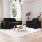 vidaXL bank / zetelstel 2 pcs Zwart 162 x 80 x 82 cm Stof, Huis en Inrichting, Verzenden, Nieuw