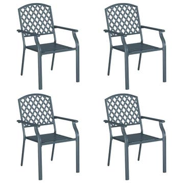 Antraciet tuinstoelen 4st | Retour deal, weg is weg!, Tuin en Terras, Verzenden, Gebruikt, Metaal, Stapelbaar