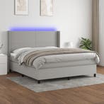 vidaXL Boxspring met matras en LED stof lichtgrijs 160x200, Verzenden, Nieuw
