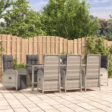 vidaXL 9-delige Tuinset met kussens poly rattan grijs, Verzenden, Nieuw, Tuinset