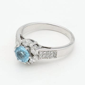 Bague - 14 carats Or blanc Diamant (Naturelle) - Topaze, Bijoux, Sacs & Beauté, Bagues