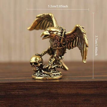 sculptuur, Vintage-Style Brass Eagle & Skull Sculpture –