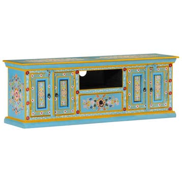 vidaXL Tv-meubel 110x30x40 cm massief mangohout blauw, Huis en Inrichting, Verzenden, Nieuw