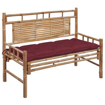 vidaXL Tuinbank met kussen 120 cm bamboe, Verzenden, Nieuw