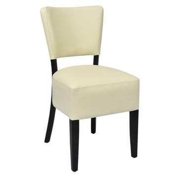 Stoel | TARA | Kunstleer/Hout | Creme | Wengé Frame |, Verzenden
